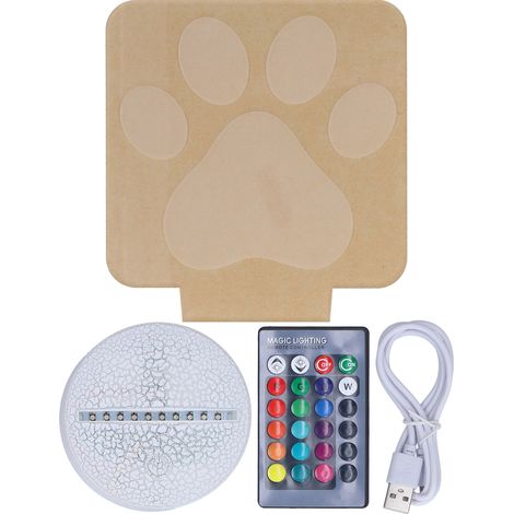 Veilleuse tactile 3D pieds, 16 couleurs réglables + gradation, 4 modes lumineux, télécommande RVB, modèle KX-528 craquelé (sans piles, télécommande avec piles intégrées, certifié). (1/5)