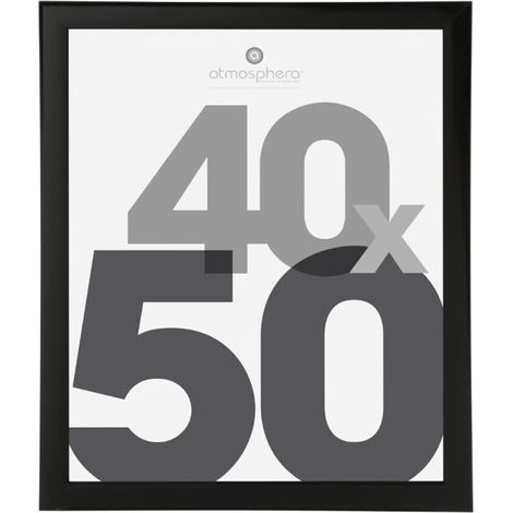 Atmosphera – Cadre photo classique 40x50cm noir – MDF et verre – Accroches métalliques incluses – Pour décoration intérieure élégante