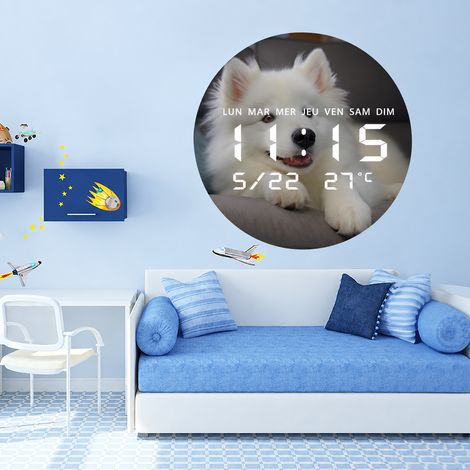 Horloge murale numérique LED ronde modèle JG1005-4 32 cm acrylique moderne date température 48 × 31 × 46 cm – Livraison gratuite