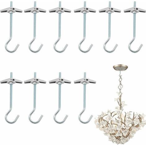 Ceiling Hook Pendant, 10 Pcs M4/90mm Carbon Steel Ceiling Mounting Hook Toggle Springs Wing Bolts Anti-Rust Ceiling Hooks for Ceiling Plants Wall Home,Su (1/5)