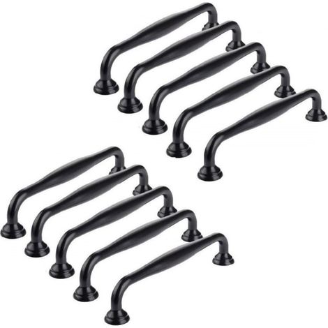 10 x Gebogene Türgriffe, Schubladengriffe und Möbelgriffe, schwarz (96 mm Mittenabstand, Typ A) (1/4)