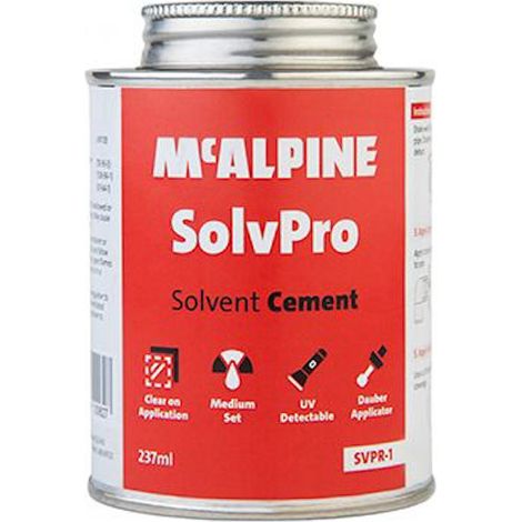 McAlpine SolvPro Solvent Cement 237ml with Dauber Applicator