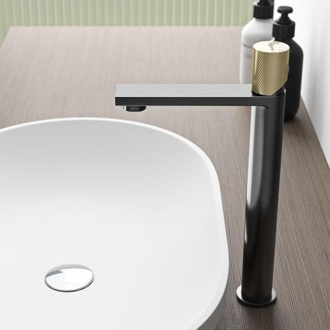 doporro Miscelatore Lavabo Alto in Acciaio Inox 304, Finitura Grigio, Cartuccia Ceramica, Altezza 29 cm, Aeratore Rimovibile, Fino-01H (1/5)