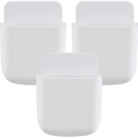 Lot de 3 supports muraux pour téléphone portable en ABS avec crochet, boîte de rangement murale pour chargeur de téléphone portable et télécommande. (1/5)