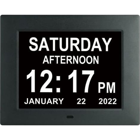 Horloge numérique pour personnes âgées, réveil 8 pouces, horloge Alzheimer avec date et heure, aide à lutter contre les pertes de mémoire, horloge pour les personnes atteintes d'Alzheimer et de démenc (1/4)