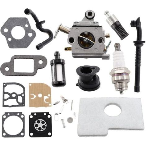 Kit de carburateur pour tronçonneuse Stihl 017 018 MS170 MS180 MS170C MS180C Remplace Zama C1Q-S57 1130 120 0603 avec membrane filtre à air, tuyau à essence/huile, bougie d'allumage (1/4)