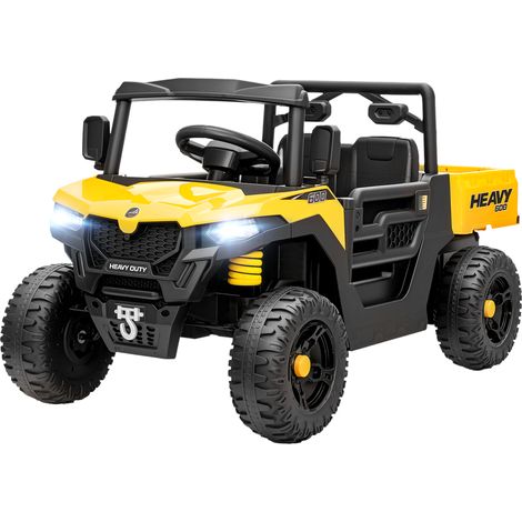 Kids Ride on Car, 12V Electric Kids UTV Electric Dump Bed, 4-Wheel Suspension for 3-8 Years, Yellow (1/5)
