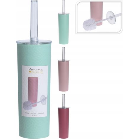 Badezimmer-WC-Bürste mit Behälter, Kunststoff, verschiedene Farben, 9x39cm, 1 Stück.