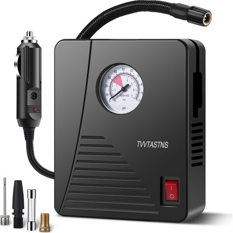 Air Compressor Tire Inflator Portable Air Pump For Car Tires 12V DC Auto Tire Pump 100PSI With LED Light For Car, Bicycle, And Other Inflatables (1/5)