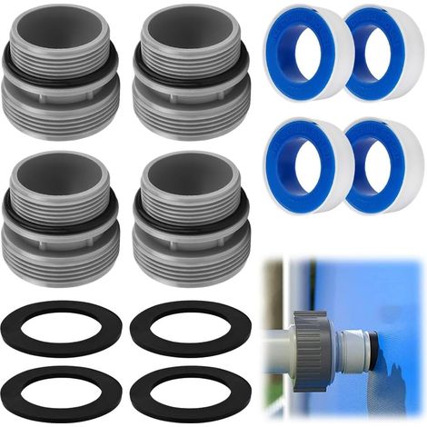4 Pièces Adaptateur Tuyau Piscine, 4560 Raccord de Pompe à Piscine Avec Joint pour Connecteur de Tuyau de Piscines 40 mm à 1 1/2 Pouces Compatible Pompes à Filtration Intex (1/5)
