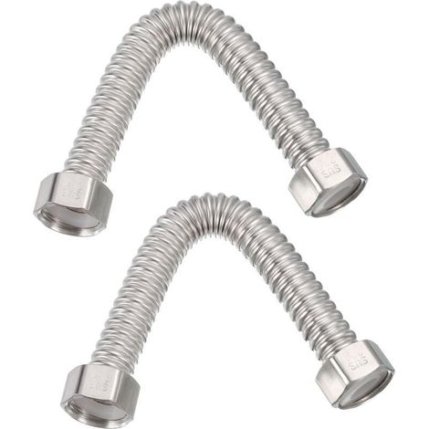 Wellschlauch aus Edelstahl für Warmwasserbereiter, flexibel, G1/2, 20 cm, 2 Stück, für Wasserrohrverbindungen