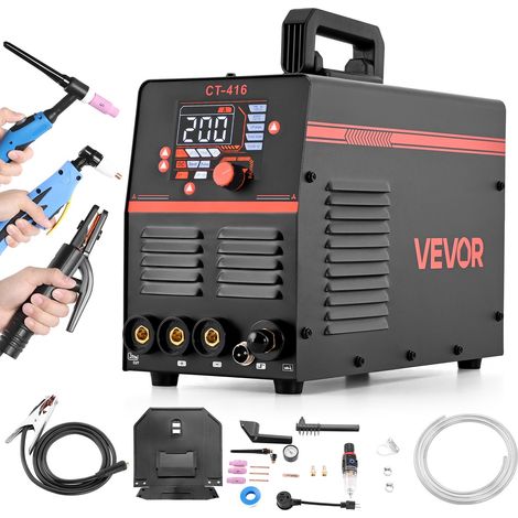 Poste à Souder 3 en 1 Combiné CUT TIG MMA Découpeur Plasma 50 A Machine de Soudage TIG Stick 200 A avec Écran Numérique LED Fonctions 2T 4T PA PT pour Réparations Domestiques, Ateliers, 220 V (1/5)