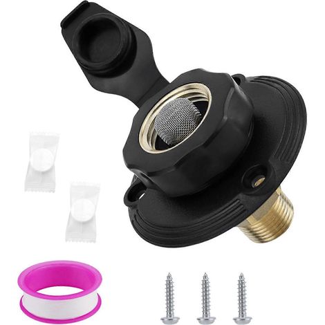 Raccord d'eau en laiton sans plomb avec bouchon anti-poussière, 3/4 NH femelle vers 1/2 NPT mâle, pour camping-cars et bateaux (noir). Noir (1/5)