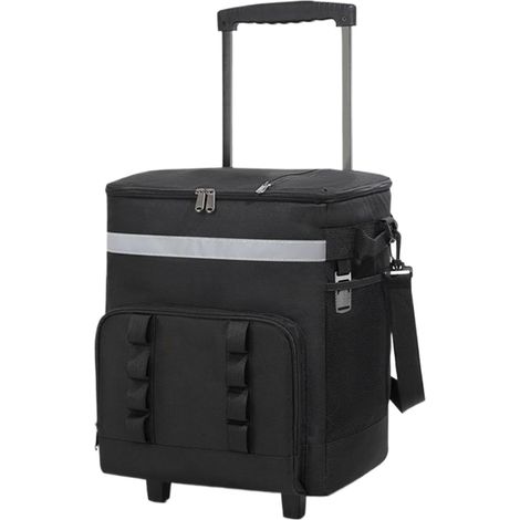 Sac isotherme robuste avec roulettes intégrées, avec poignée et bac intérieur anti-fuite, grand volume – Sac isotherme à roulettes de 35 l pour pique-nique, pêche, barbecue, road trip, piscine (1/5)