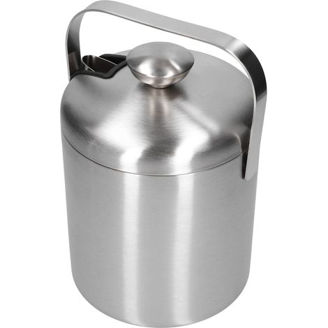 Secchiello per il ghiaccio da 1,3 L, contenitore per il ghiaccio e pinze, acciaio inox (1/4)