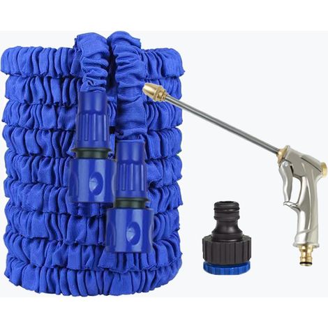 Tubo da giardino estensibile da 7,5 m (25 piedi) con pistola a spruzzo a stelo lungo - Kit completo (blu)-lsw (1/3)