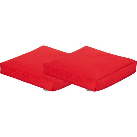 Gardenista - Coussins de sol pour jardin, coussin d'extérieur résistant à l'eau, coussin d'assise 60x60x10 cm pour meubles de patio avec remplissage en billes de polystyrène - Rouge 2pk (1/4)