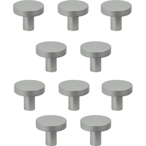 10 x Pomelli rotondi per mobili in metallo argentato (1/5)