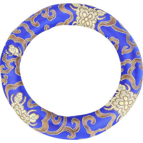 Coussin rond en brocart de soie 18 cm pour bol chantant de méditation, anneau de coussin bleu. (1/5)