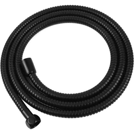 Pommeau de douche de salle de bain avec tuyau noir de 1,5 m, bouton d'arrêt, 5 jets, filtre anticalcaire, hygiénique, éliminant le chlore, douchette à main avec filtration. (1/5)