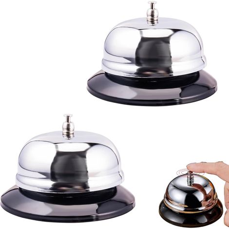 2 campanas de servicio de acero inoxidable para restaurante, multiusos, para hotel, cocina, bar y restaurante (8,5 x 5,5 cm, plateadas)