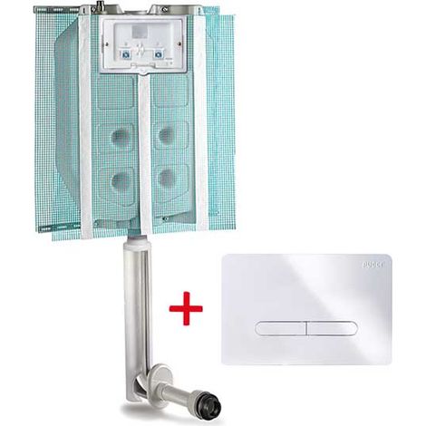Pucci ECO Cassetta Scarico Incasso WC e Placca Tratto Bianca