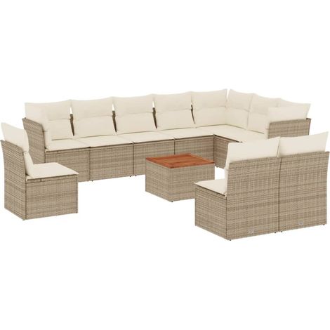 Maison Exclusive - Set de sofás de jardín 11pzas con cojines ratá (1/5)
