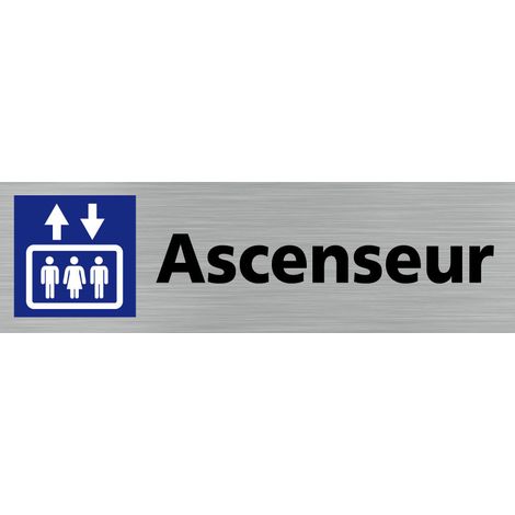Pictogramme ASCENSEUR (Q0117).- Adhésif aspect aluminium brossé -