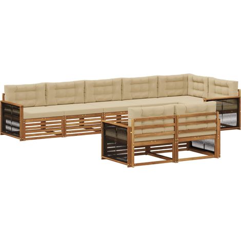Conjunto de sofás de exterior 8 uds. Natural y Beige vidaXL (1/5)