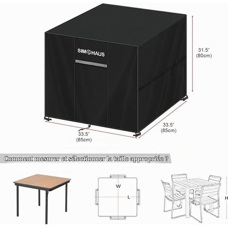 Protective Cover for Garden Table, 85 x 85 x 80 cm, Living Room, Garden, Square, Fire Pit Cover, Outdoor Table Protection Covers, 420D, Oxford Fabric, Waterproof, Outdoor (1/3)