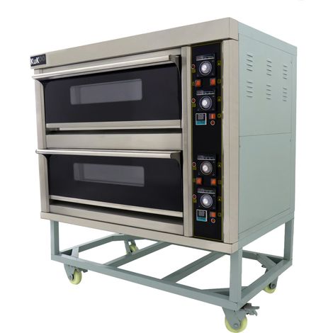 KuKoo Four à Pizza Pâtisserie Professionnel Électrique 0 à 400 ° C 2 Niveaux Capacité de 12 Pizzas de 10 Pouces Triphasé ou Monophasé Température Réglable Minuteur Audible [Pelle à Pizza INCLUS]