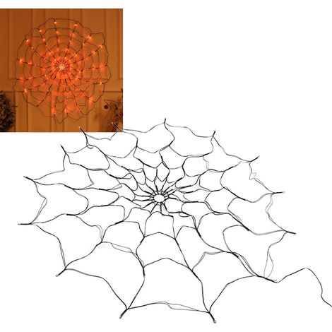 Lampe LED d'Halloween, 1,2 mètre de diamètre, orange, avec huit effets lumineux, toile d'araignée simulée, design créatif, accessoire pour une ambiance festive et effrayante, lampe décorative pour la (1/5)