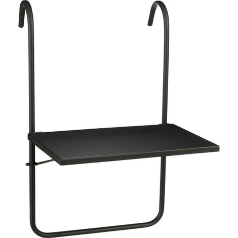 Guéridon de Balcon Suspendu Bout de Canapé Extérieur en Métal Noir H57,5 x Ø38 cm - PANGIVO (1/2)