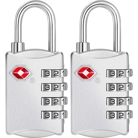 Kofferschloss TSA Zahlenschloss 4 stellig Koffer 2 Stücke Silber (1/5)