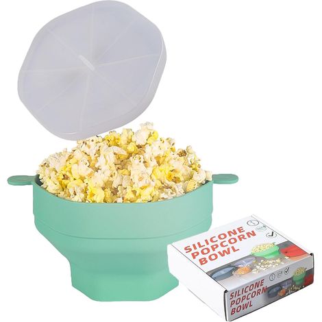 Popcorn Micro Ondes, Bol à Pop Corn En Silicone, Pliable Machine à Popcorn, Pour Les Fêtes, Les Films, Les Maisons, Les Cuisines(Vert) (1/5)