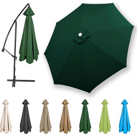 Auvent De Remplacement pour Parasol Toile De Parasol Déporté Remplacement Pour Cour,Jardin,Plage, Protection UV 50+,Vert Foncé (1/5)