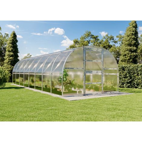 Terrando Gewächshaus Estragon 3x8m Gewächshaus aus Metall in Silber, Anzuchthaus mit 4 mm Wandstärke Treibhaus (1/4)