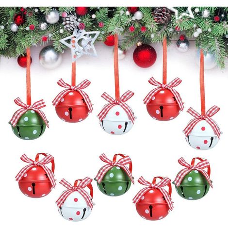 Cascabeles navideños de 4 cm, 24 campanitas para decorar el árbol de Navidad, 3 colores multicolores de cascabeles metálicos, adornos y colgantes para Navidad, bodas, fiestas y cumpleaños. (1/4)