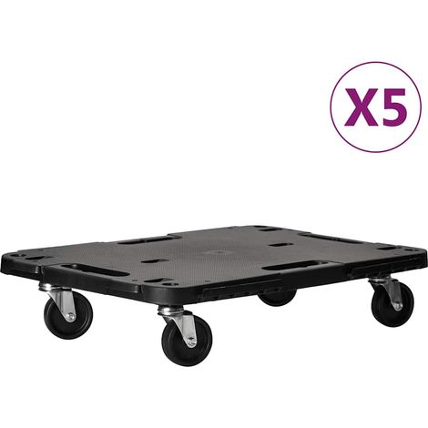 Chariot de transport à roulettes pour charges lourdes en polypropylène noir - Lot de 5 (1/5)