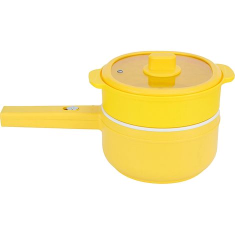 Bouilloire électrique multifonctionnelle avec couvercle transparent pratique, mini-cuiseur intelligent pour cuisine de dortoir, jaune, avec bac à vapeur de 23,5 x 6 cm (1/5)
