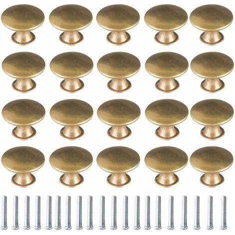 20 Pieces Vintage Brass Door Knobs, Brass Handles, Furniture Knobs, Drawer Door Knobs, Vintage Furniture Handles for Drawers, Cabinets, Kitchen Cupboards (1/4)
