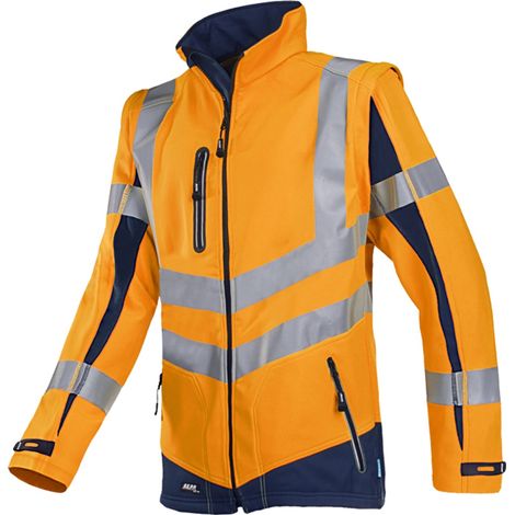 Sioen SIOEN Warnschutz Softshelljacke Malden mit abnehmbaren Ärmeln Gr. M leuchtorange/marine (1/2)