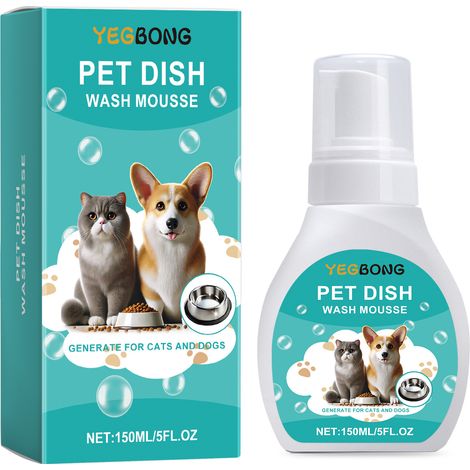 Mousse nettoyante pour gamelles d'animauxNettoyage de la vaisselle, des gamelles et de la salive des chats et des chiens. (1/4)