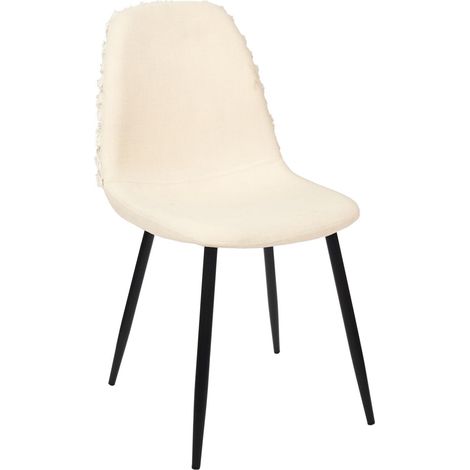 Lot de 4 Chaises - HOME DECO FACTORY - Mora - Pieds Métal Noir - Beige (1/5)