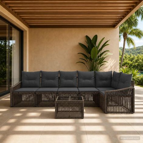 vidaXL Ensemble de canapé de jardin 7 pc Gris polyrotin (1/5)