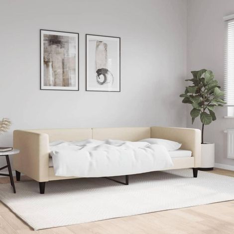 Schlafsofa 2-Sitzer Tagesbett umwandelbar mit Stauraum Creme 100x200 cm (1/5)