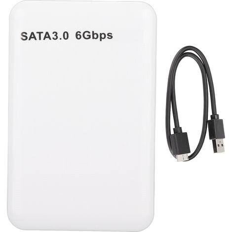 Boîtier disque dur externe 2,5 pouces USB 3.0 SATA 3.0, support Plug and Play jusqu'à 3 To, indicateur LED pour Windows, blanc (1/5)