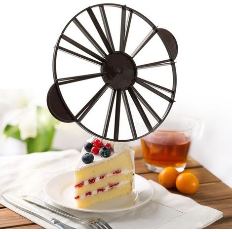 Divisorio regolabile per torte: divide 10 o 12 fette di torte rotonde e accessori per la preparazione di dolci per feste (marrone) (1/5)
