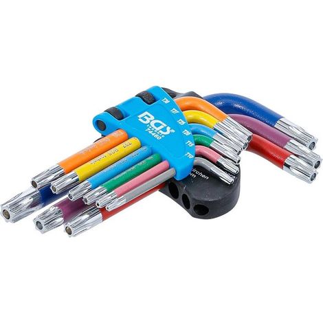 Jeu de Clés Allen Courtes Multicolores - 9 pcs T10 à T50 Profil Torx - Précision et Confort d Utilisation - D-Work