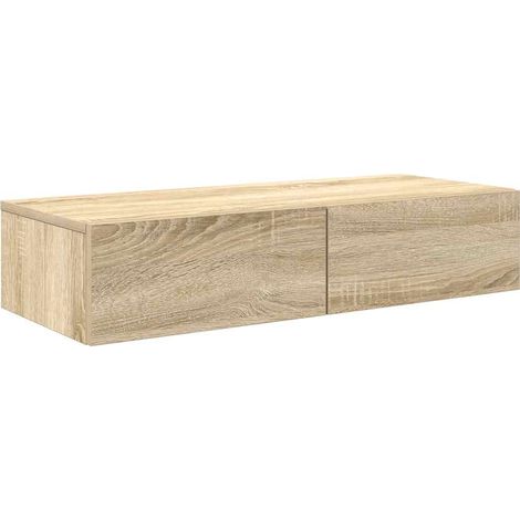 Maison Exclusive - Wandregal mit Schubladen Sonoma-Eiche 80x33x17